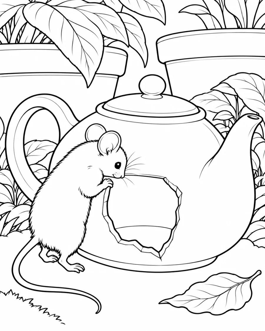 An empty teapot and a curious visitor.