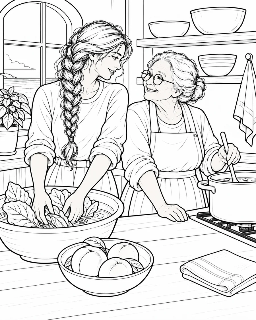 An easy conversation while supper takes shape.