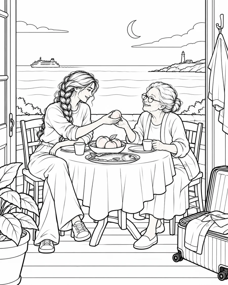 A shared table, a quiet sea, and time to stay.