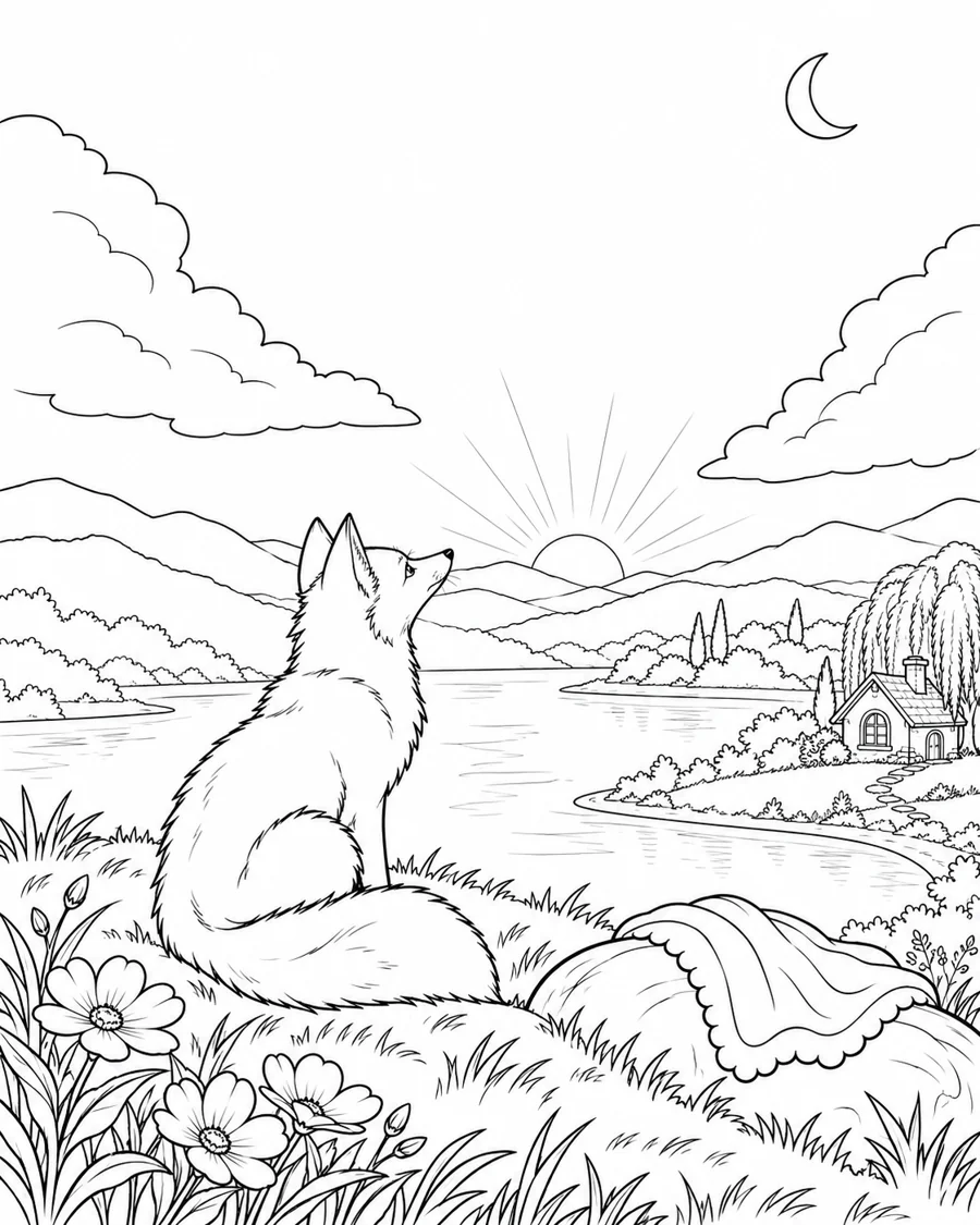 Morning arrives, and the moon is home again.